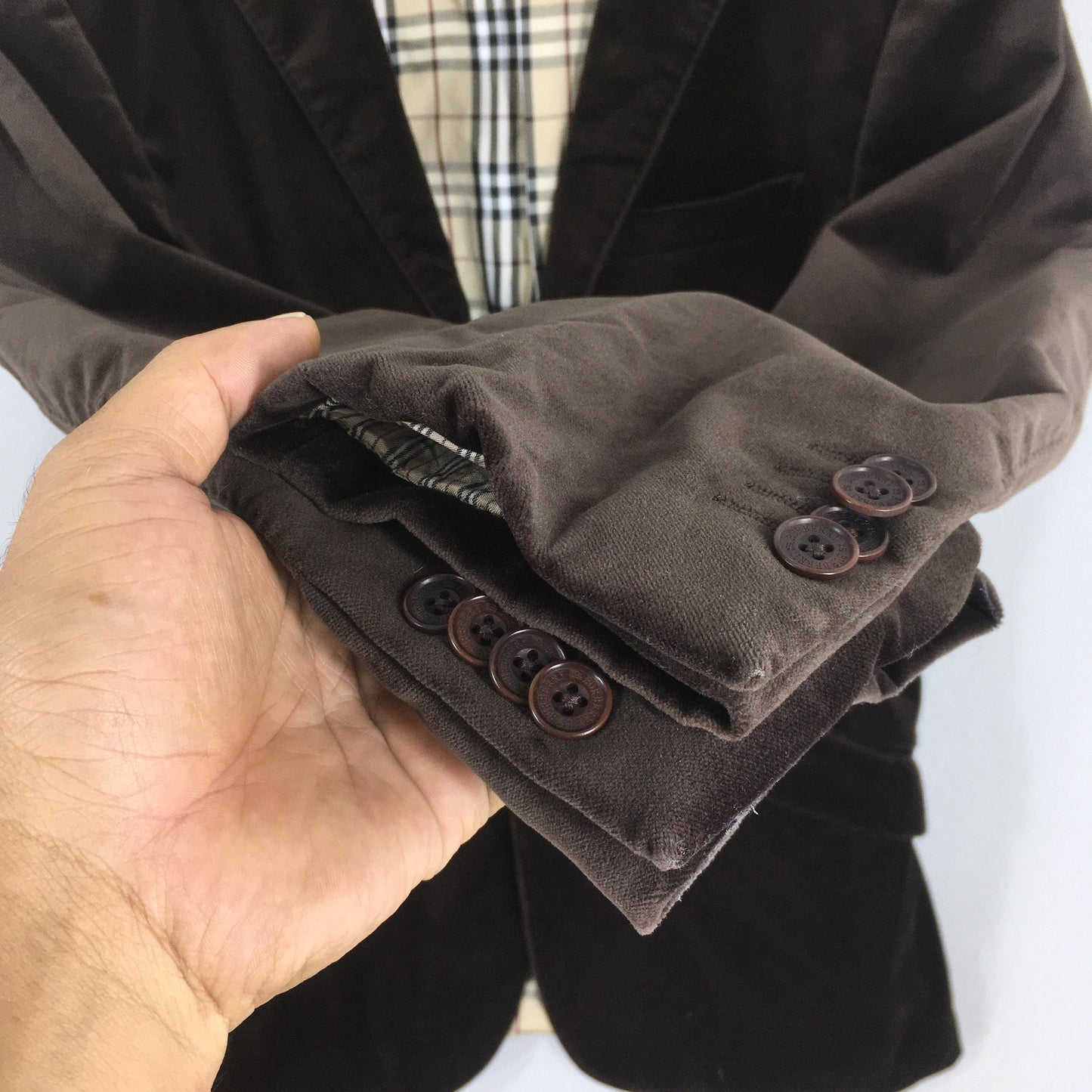 Burberrys England Dark Brown Corduroy Coat Small