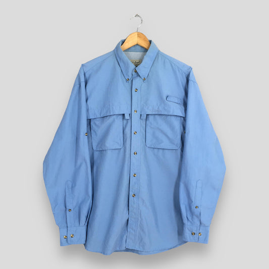 LL Bean Flannel Blue Plain Shirt XLarge