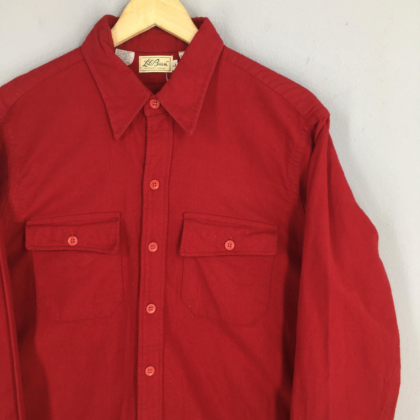 LL Bean Chamois Red Flannel Shirt Large