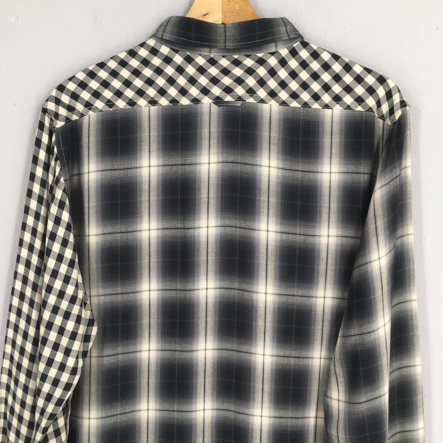 Semantic Design Plaid Shadow Checkered Multicolor Rayon Shirt Large