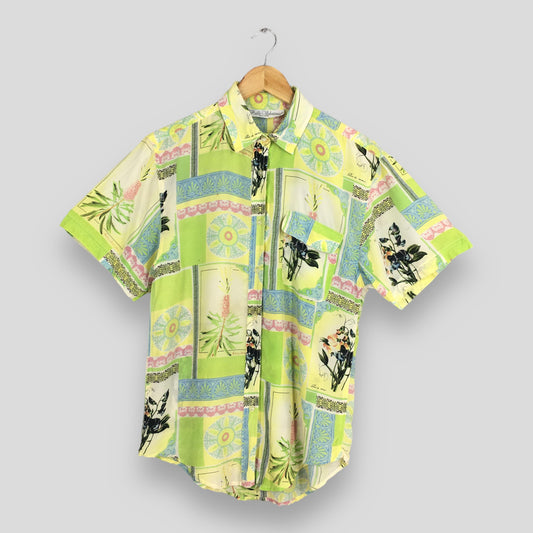 Novelty Baroque Psychedelic Pattern Silk Shirt Small