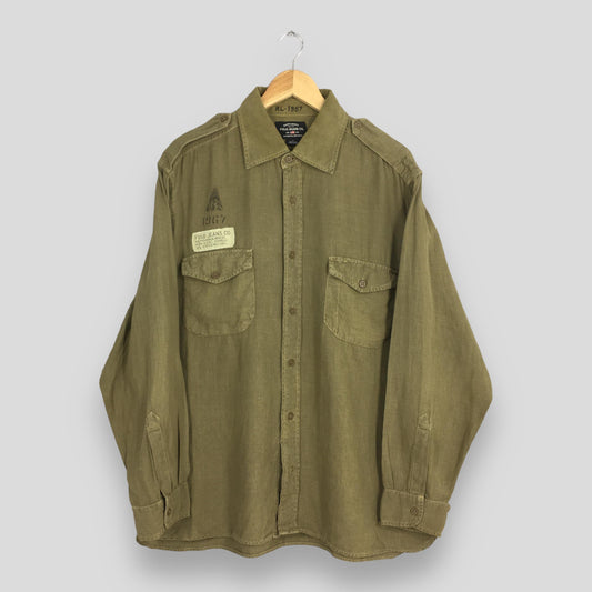 Polo Ralph Lauren M65 Olive Green Linen Shirt Large