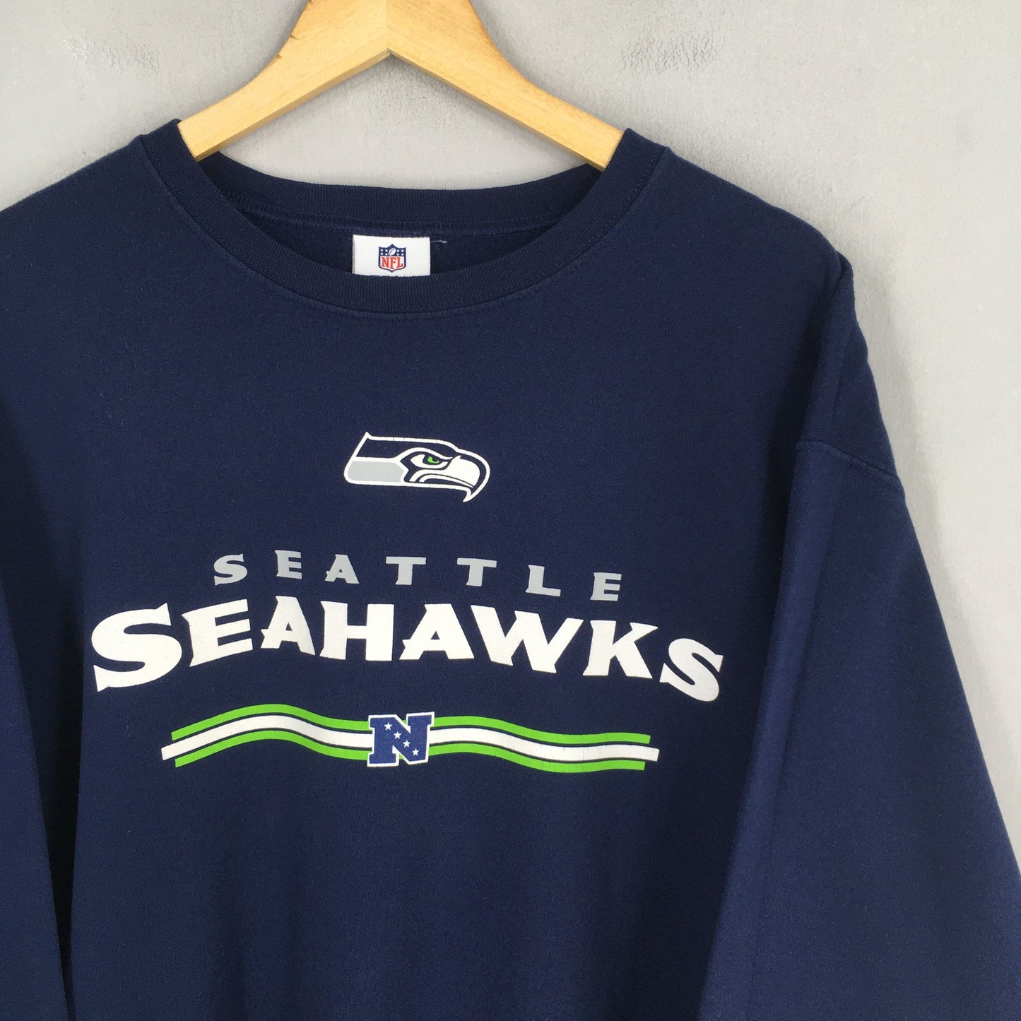 Seattle Seahawks NFL Rugby Blue Sweatshirt XLarge