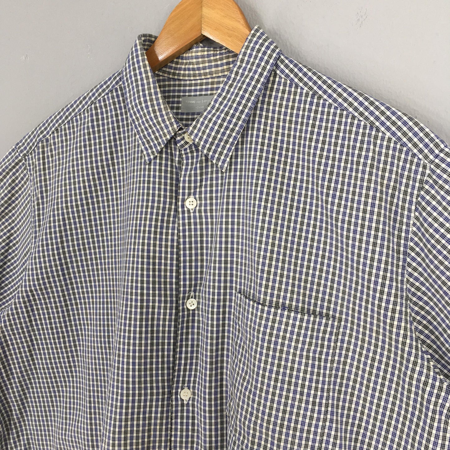 Comme Des Garcons Homme Blue Checkered Shirt XLarge