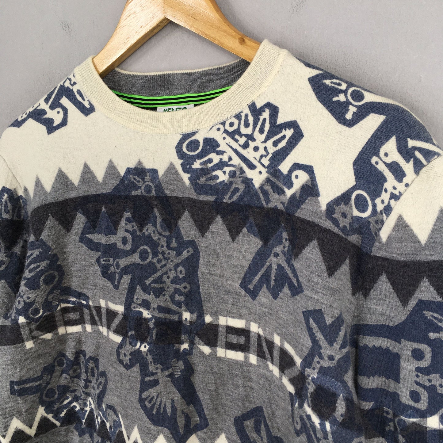 Kenzo Jeans Tribal Patterned Sweatshirt Small