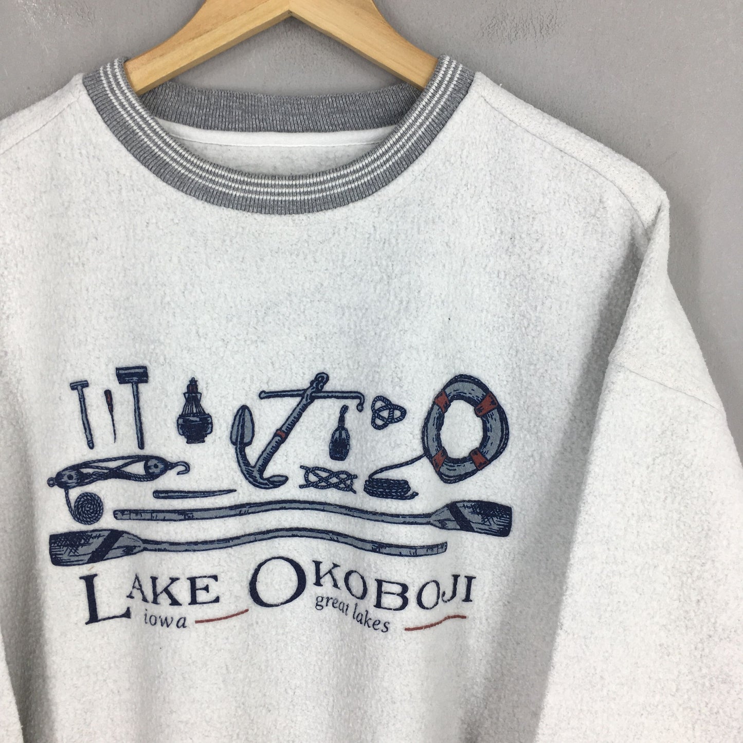 Vintage Lake Okoboji Iowa Camping Canoe Sweatshirt XLarge