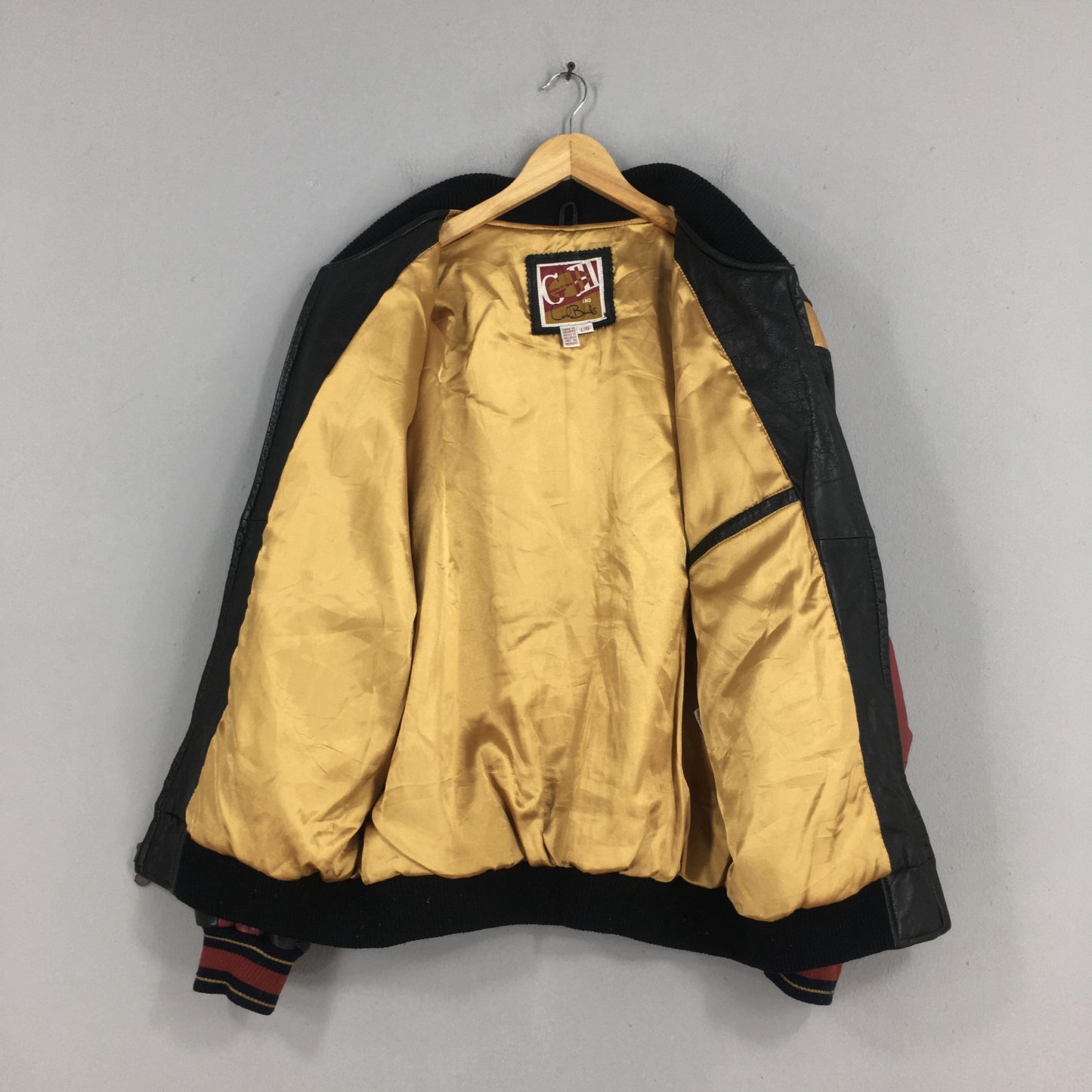 San Francisco 49ERS Red Black Bomber Leather Jacket Large