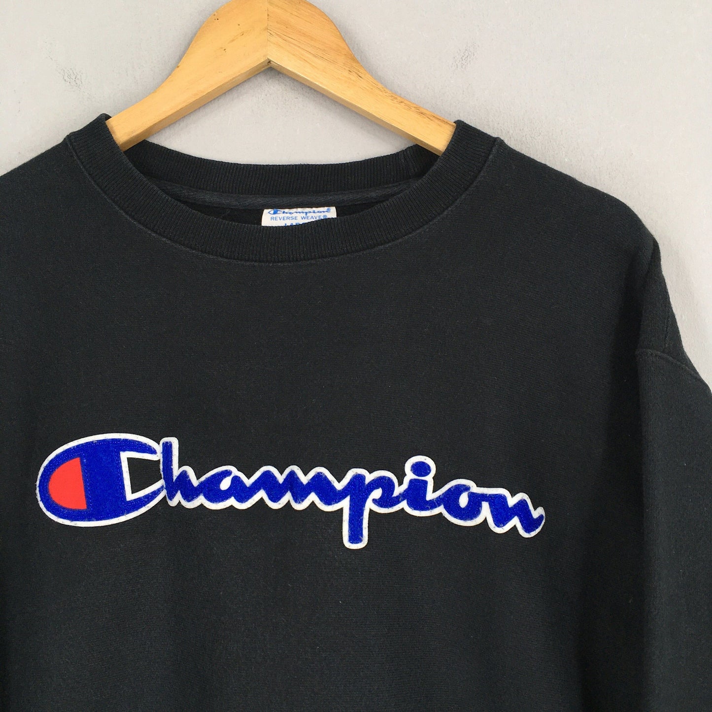 Champion Reverse Weave Black Sweatshirt Large