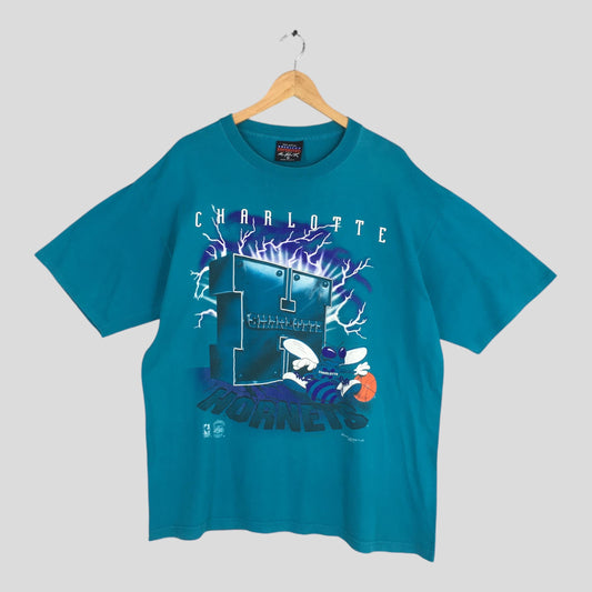 90s Charlotte Hornets NBA Green T shirt XLarge