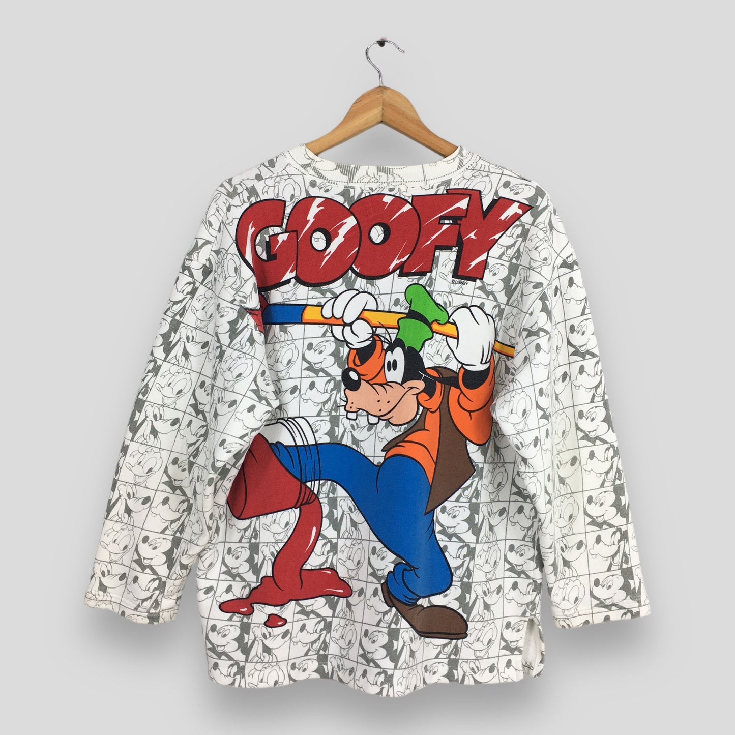 Mickey Mouse Goofy Sweatshirt White Large