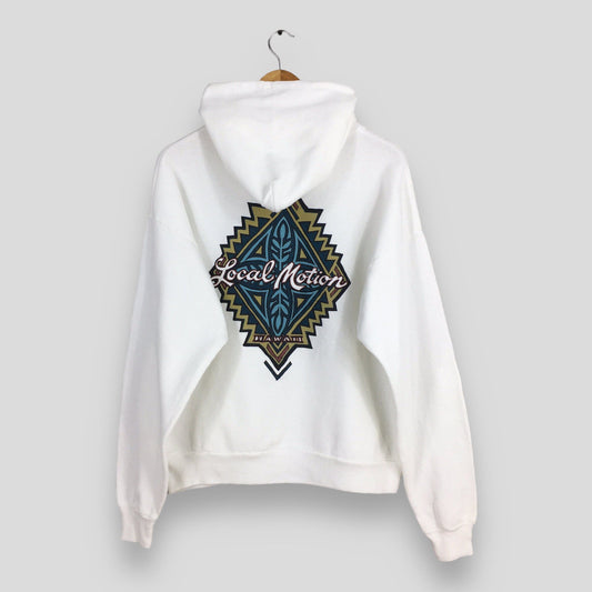 Local Motion White Hoodie Sweatshirt Medium