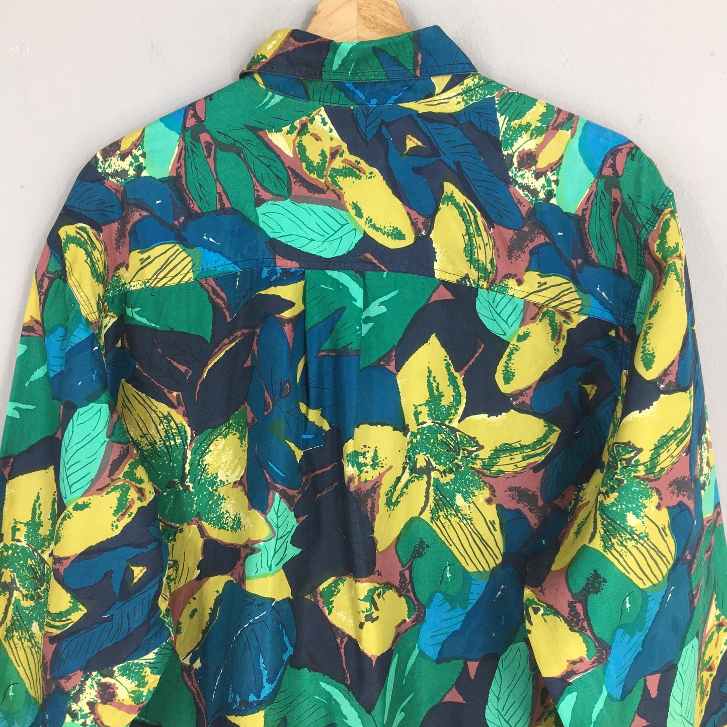 Abstract Floral Multicolor Silk Shirt Large