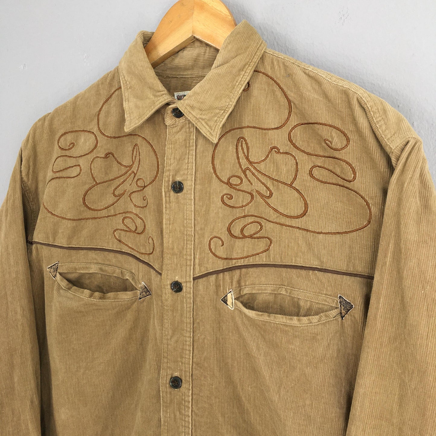 Western Brown Corduroy Shirt Medium