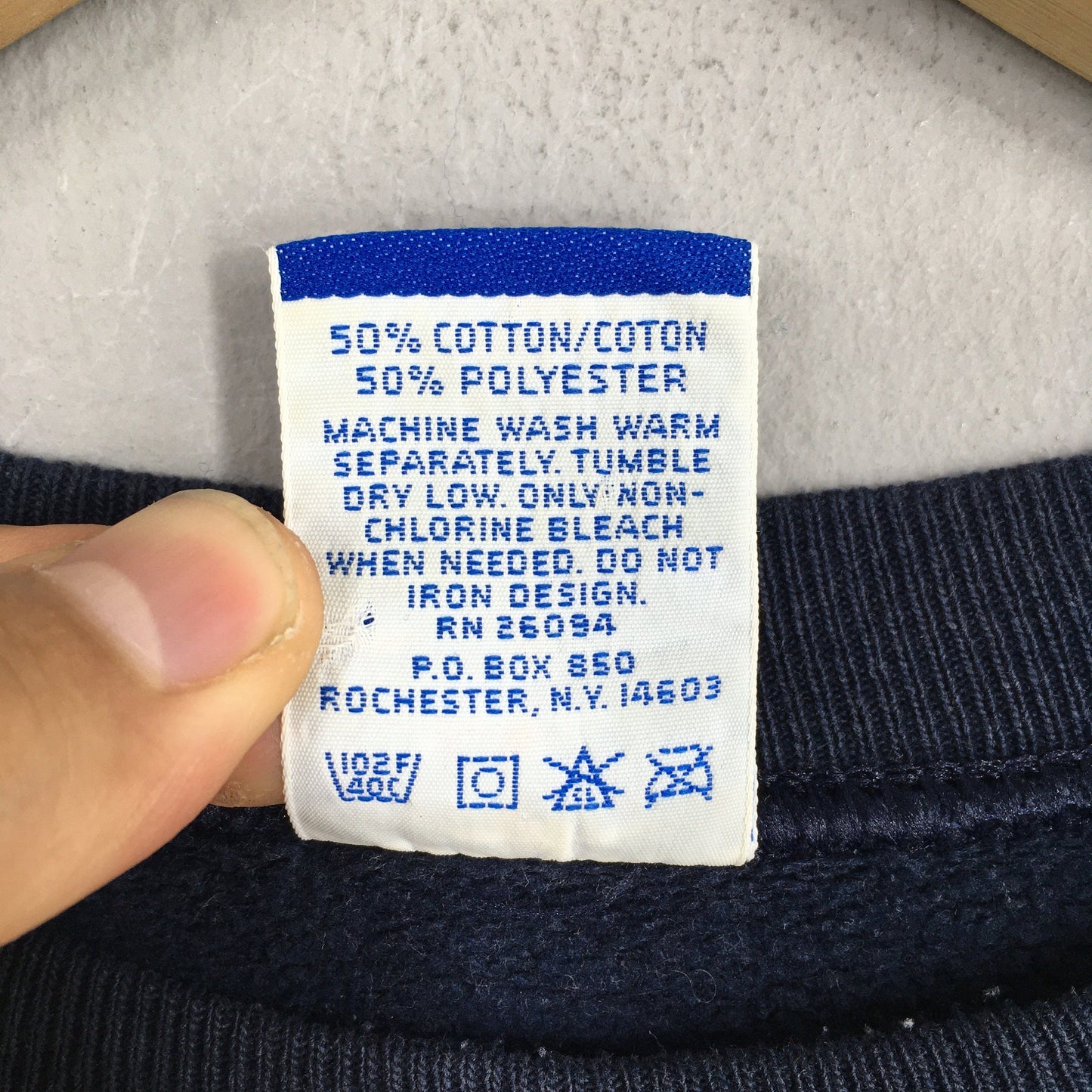 Champion Script Logo Blue Sweatshirt Large