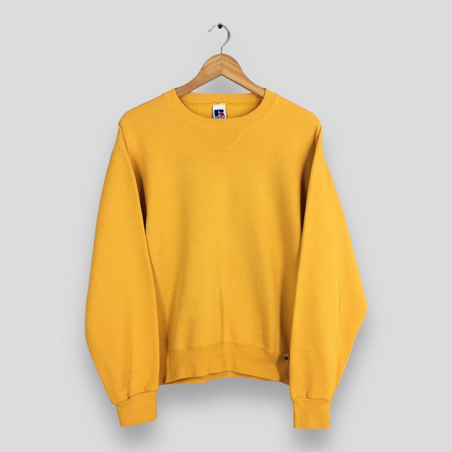 Russell Athletic Yellow Plain Sweatshirt Small