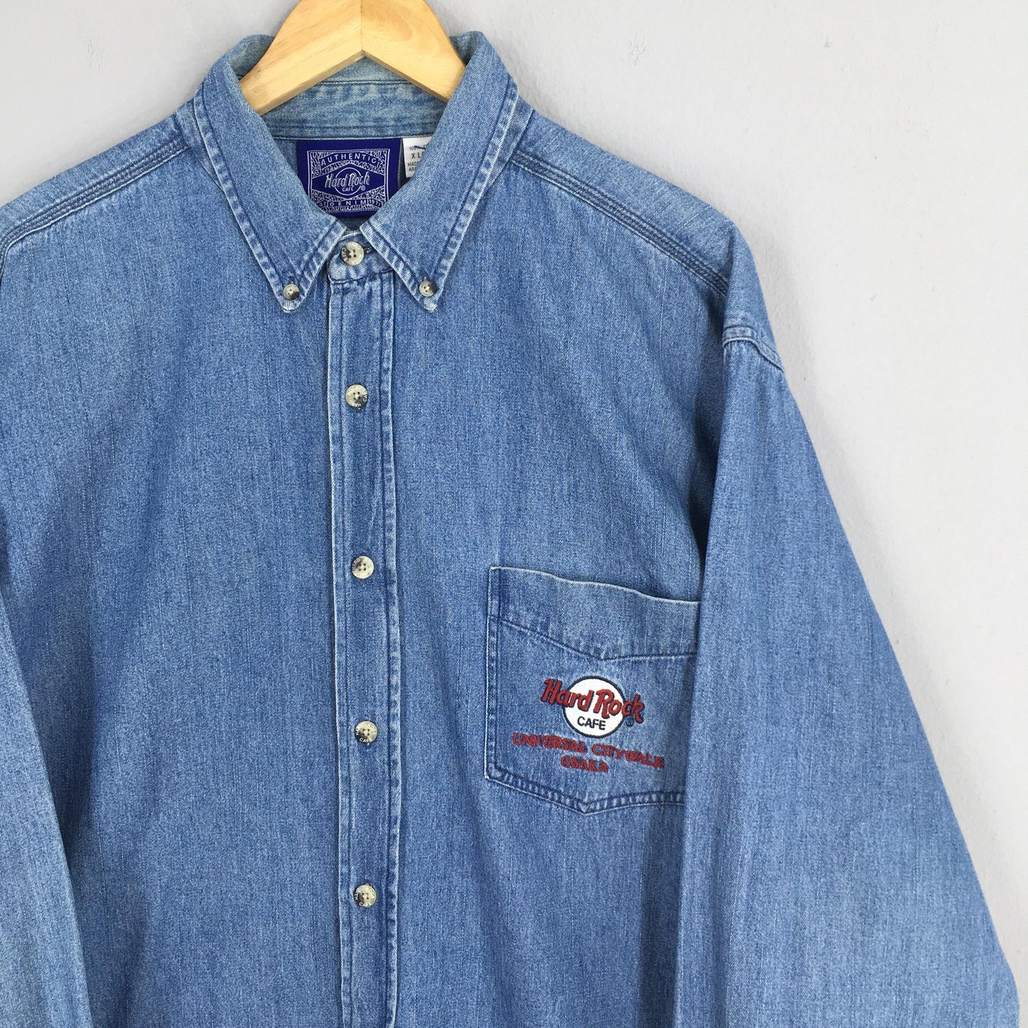 Hard Rock Cafe Blue Denim Shirt XLarge