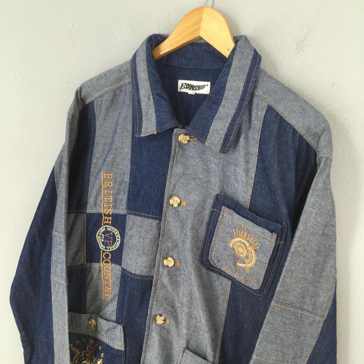 Bonskip Patchwork Denim Jeans Jacket Labor Medium