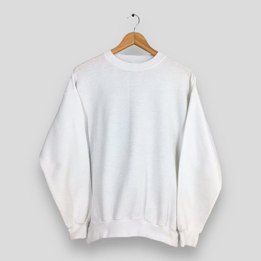 Hanes Plain White Sweatshirt Medium