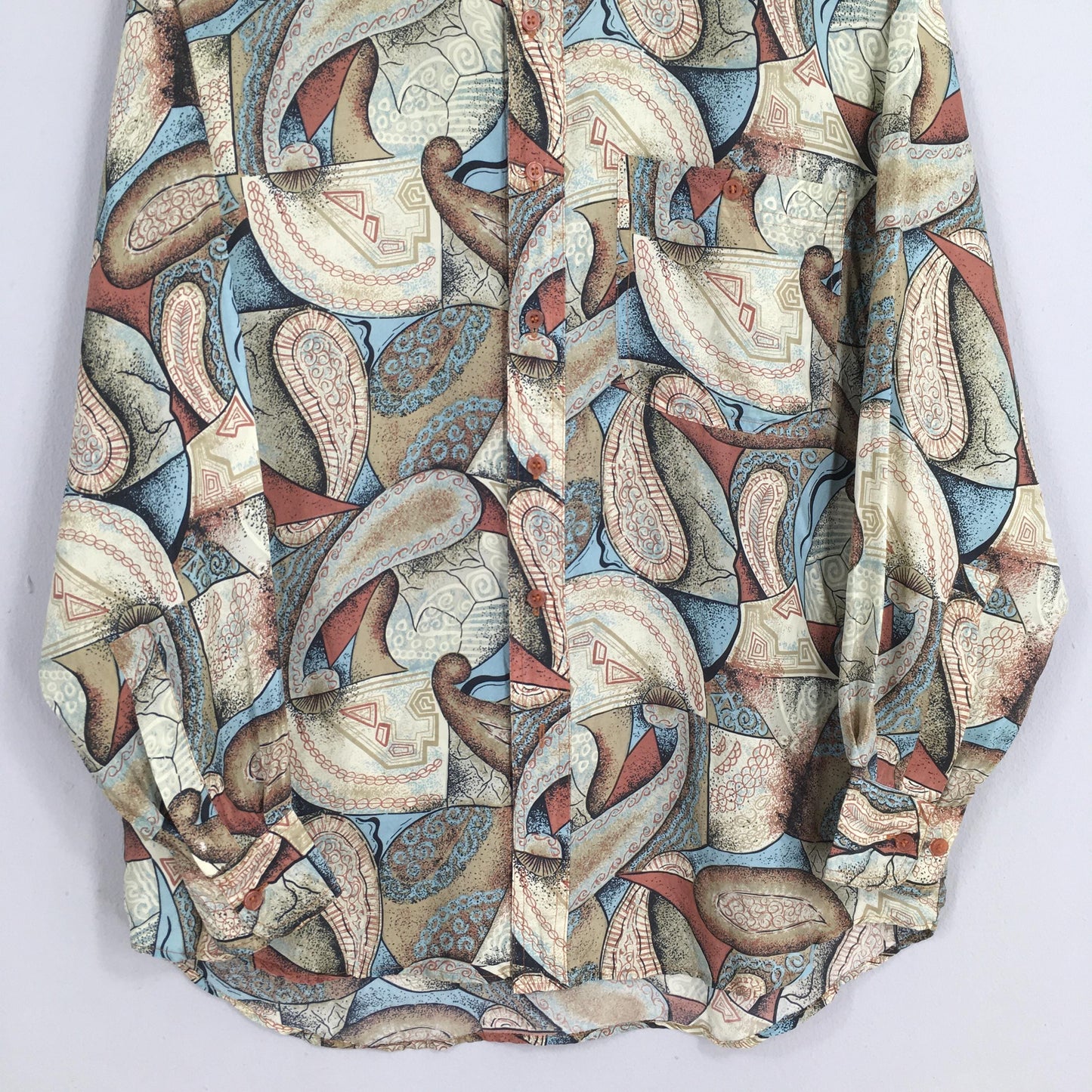 Paisley Floral Casual Silk Shirt Small