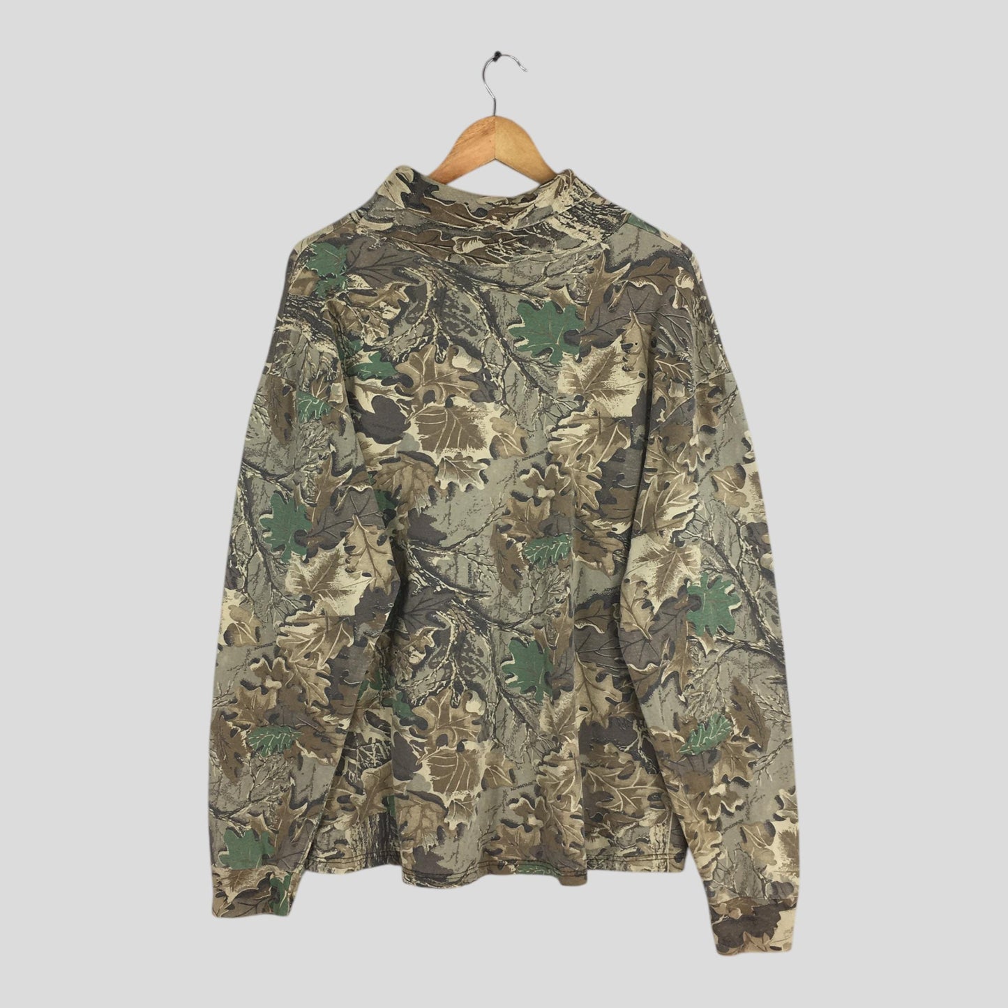 90s Red Head Mossy Oak Tree Camo Turtleneck Shirt Large