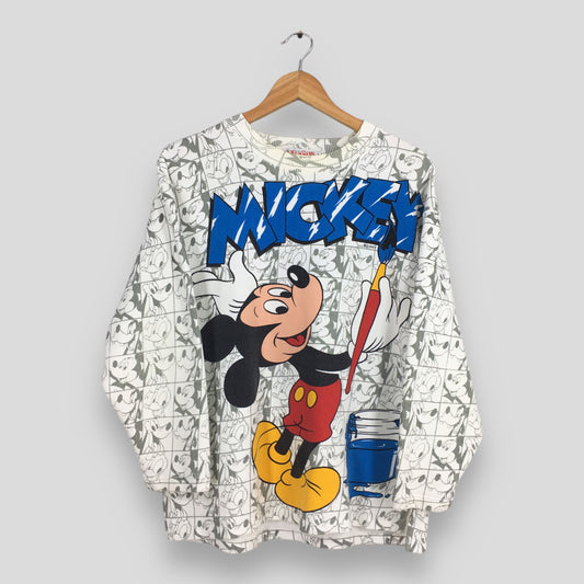 Mickey Mouse Goofy Sweatshirt White Large