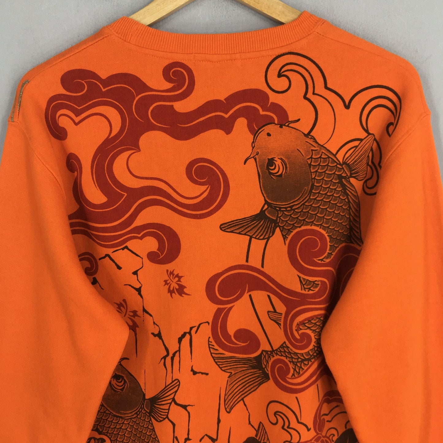 Fish Koi Sukajan Japan Orange Sweatshirt Large