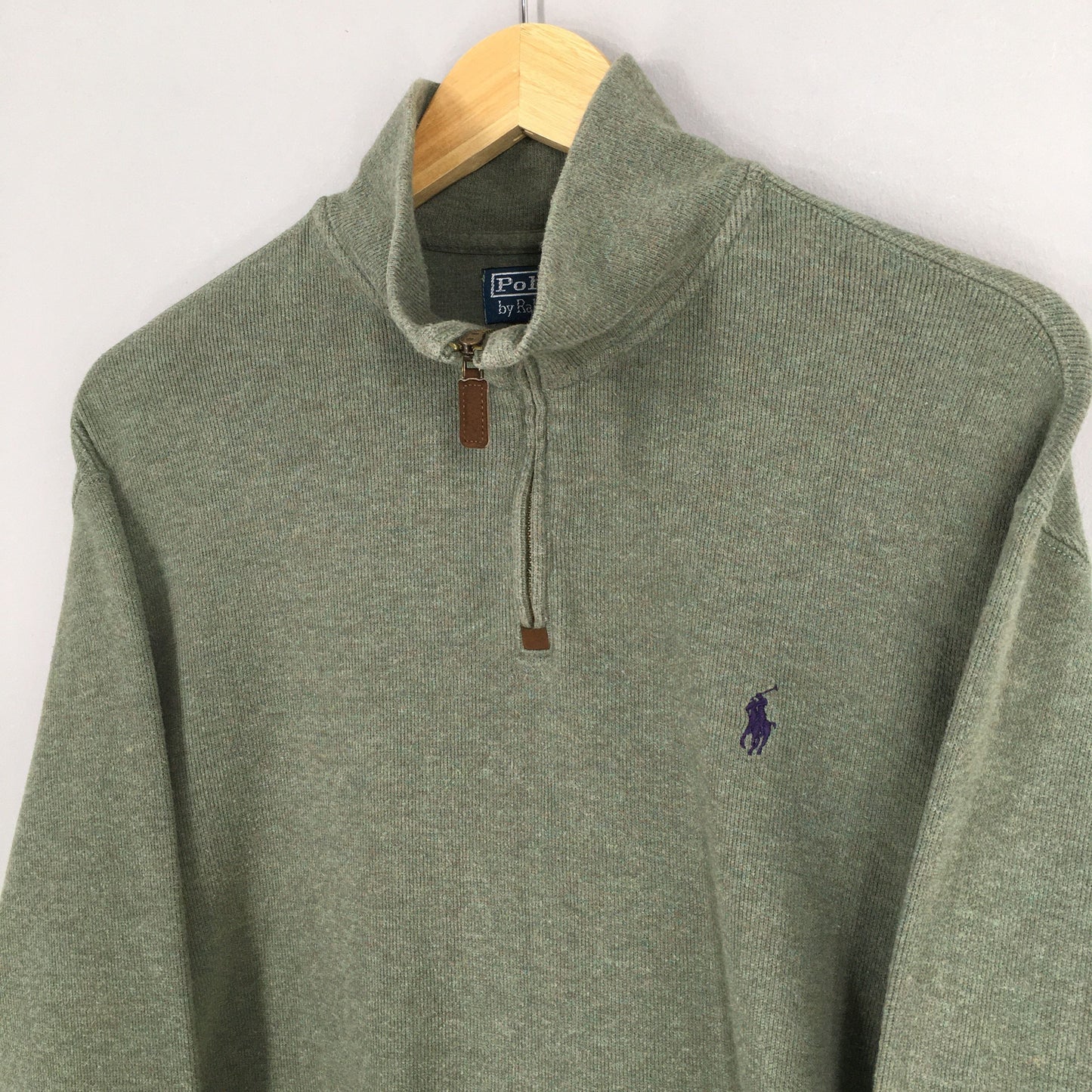 Polo Ralph Lauren Green Half Zipper Sweater Large