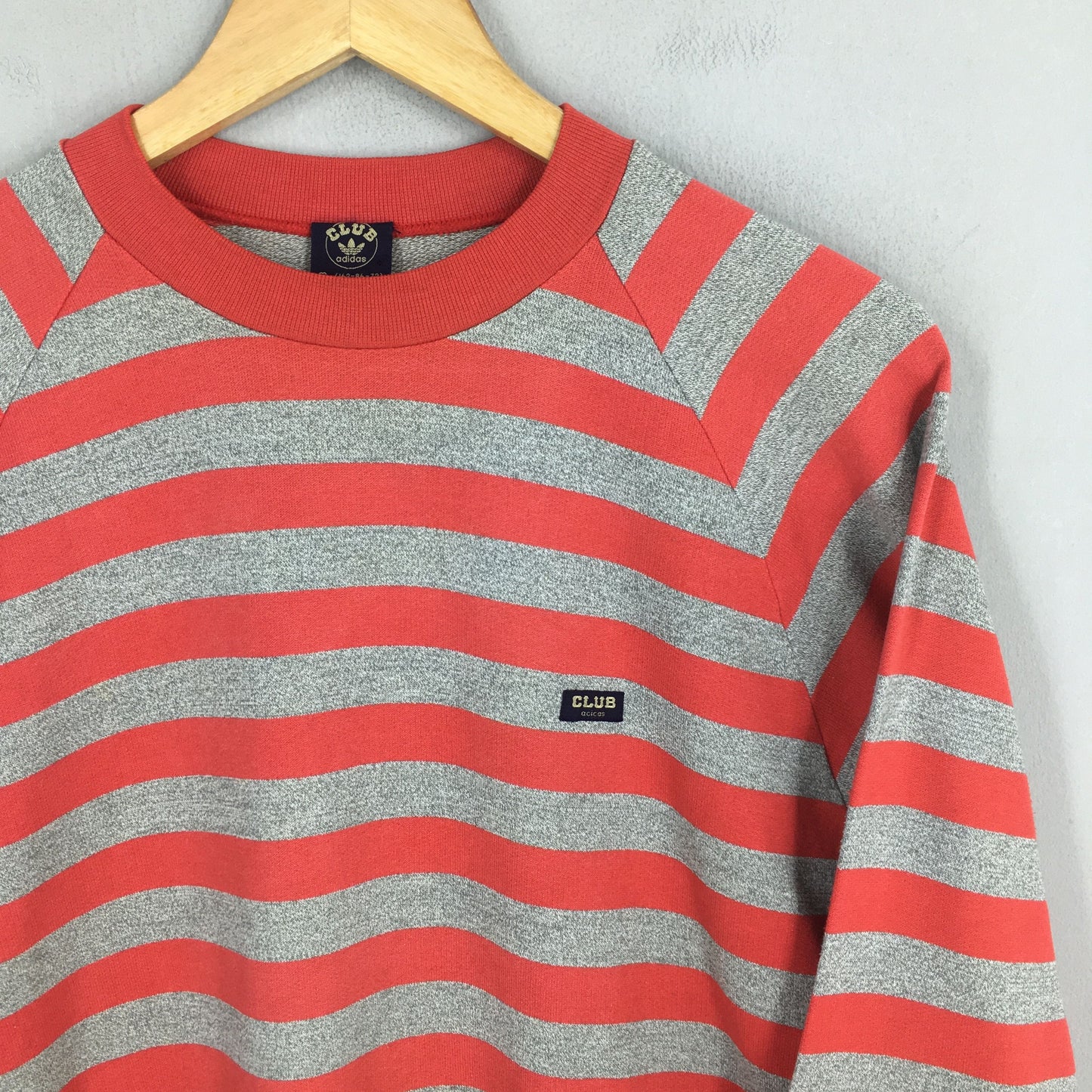 Adidas Striped Red Gray Sweatshirt Small