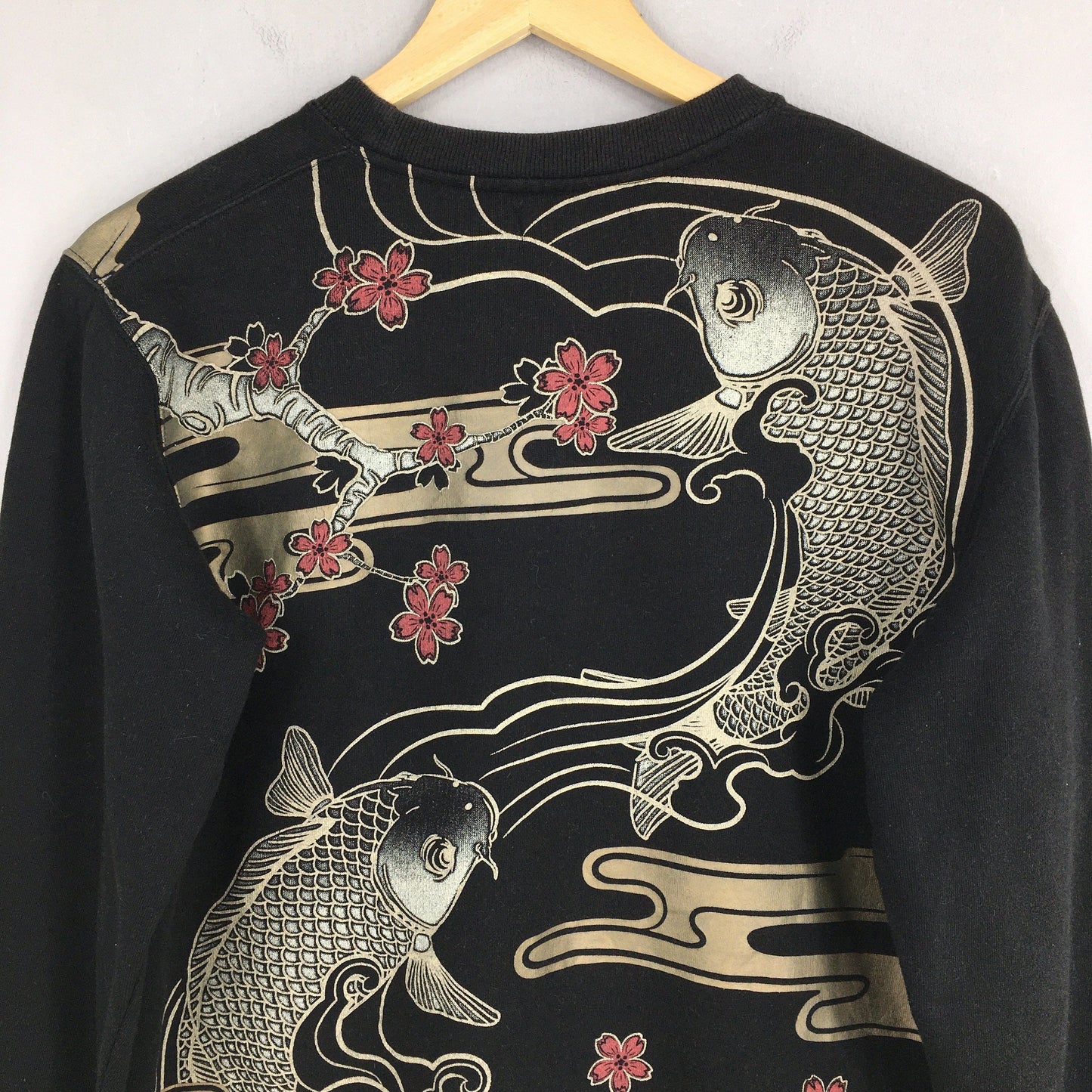 Fish Koi Sakura Blossom Sukajan Japan Sweater Medium