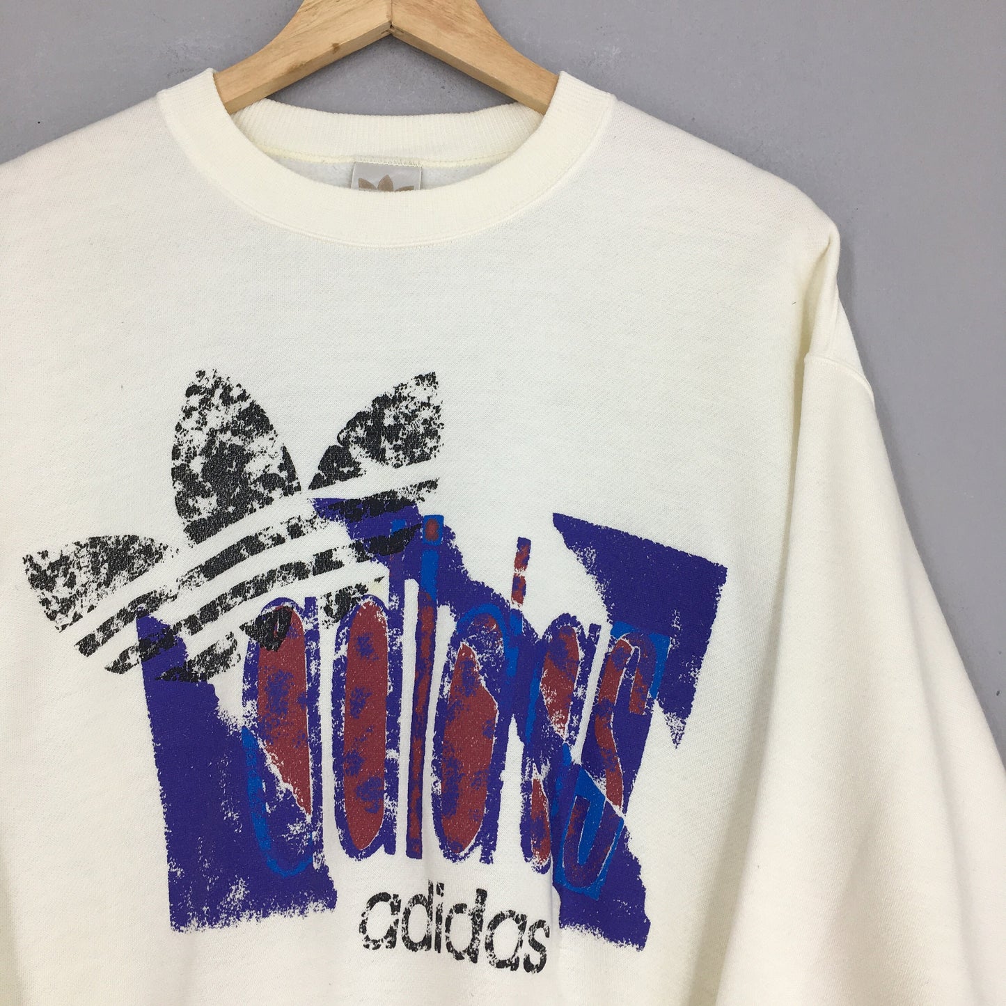 Adidas Trefoil White Sweatshirt Large