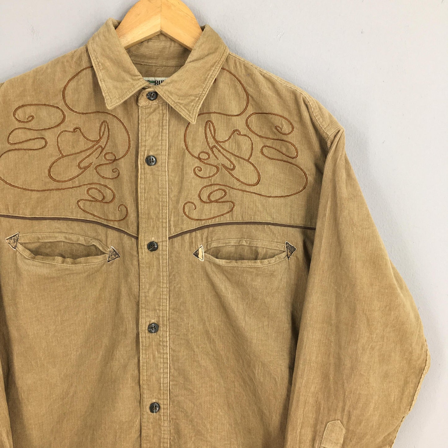 Western Brown Corduroy Shirt Medium