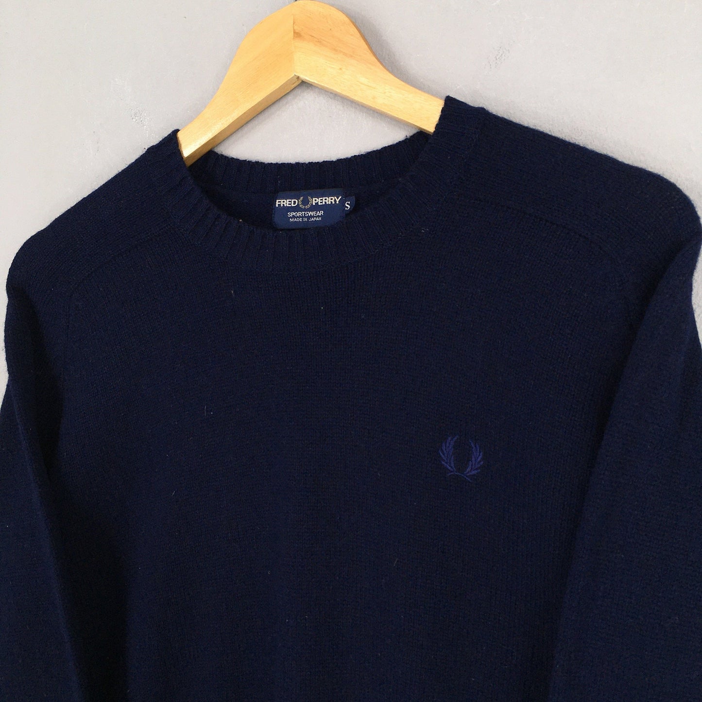 Fred Perry Blue Knitwear Wool Sweater Small