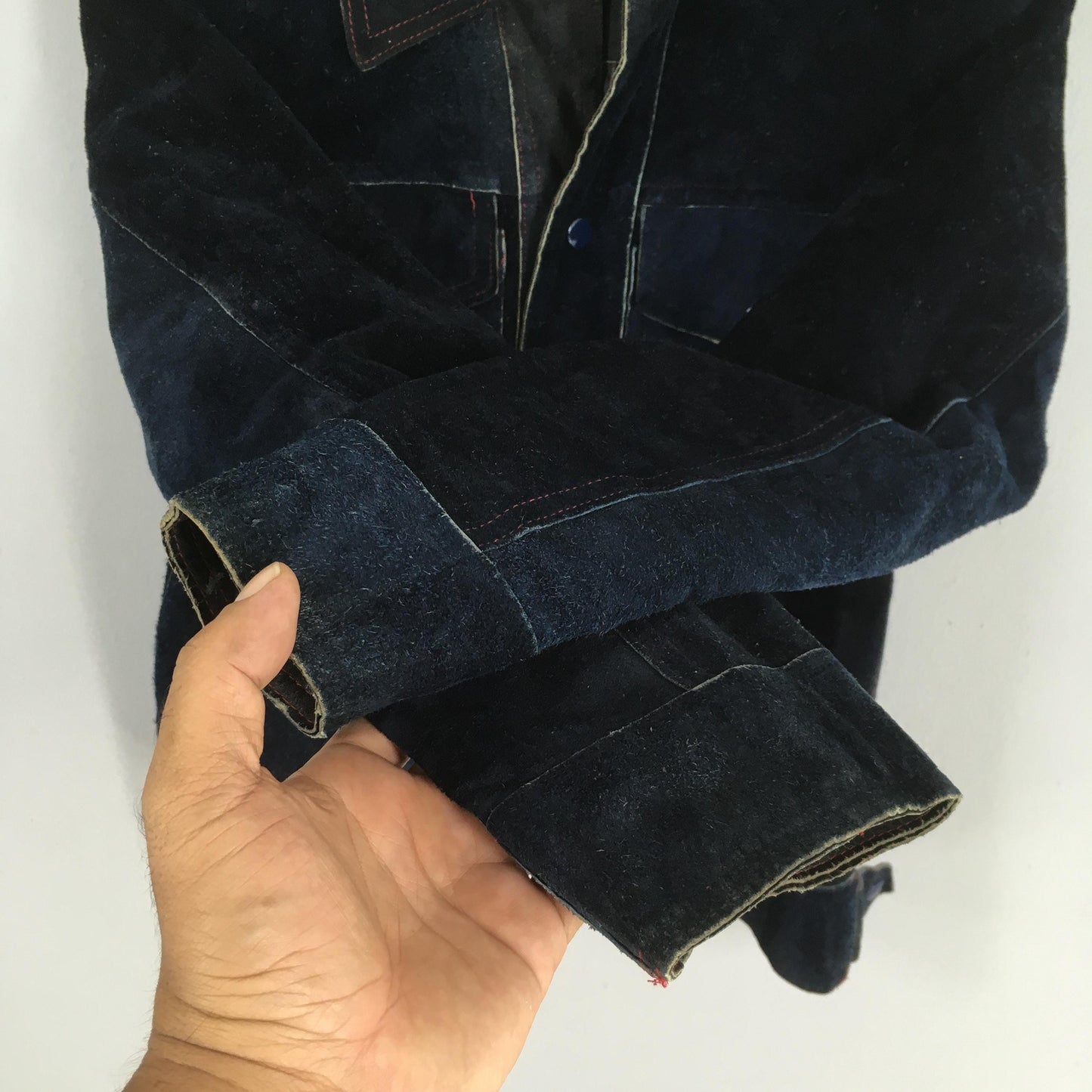 1970's Motorcycle Punk Black Suede Leather Jacket Medium