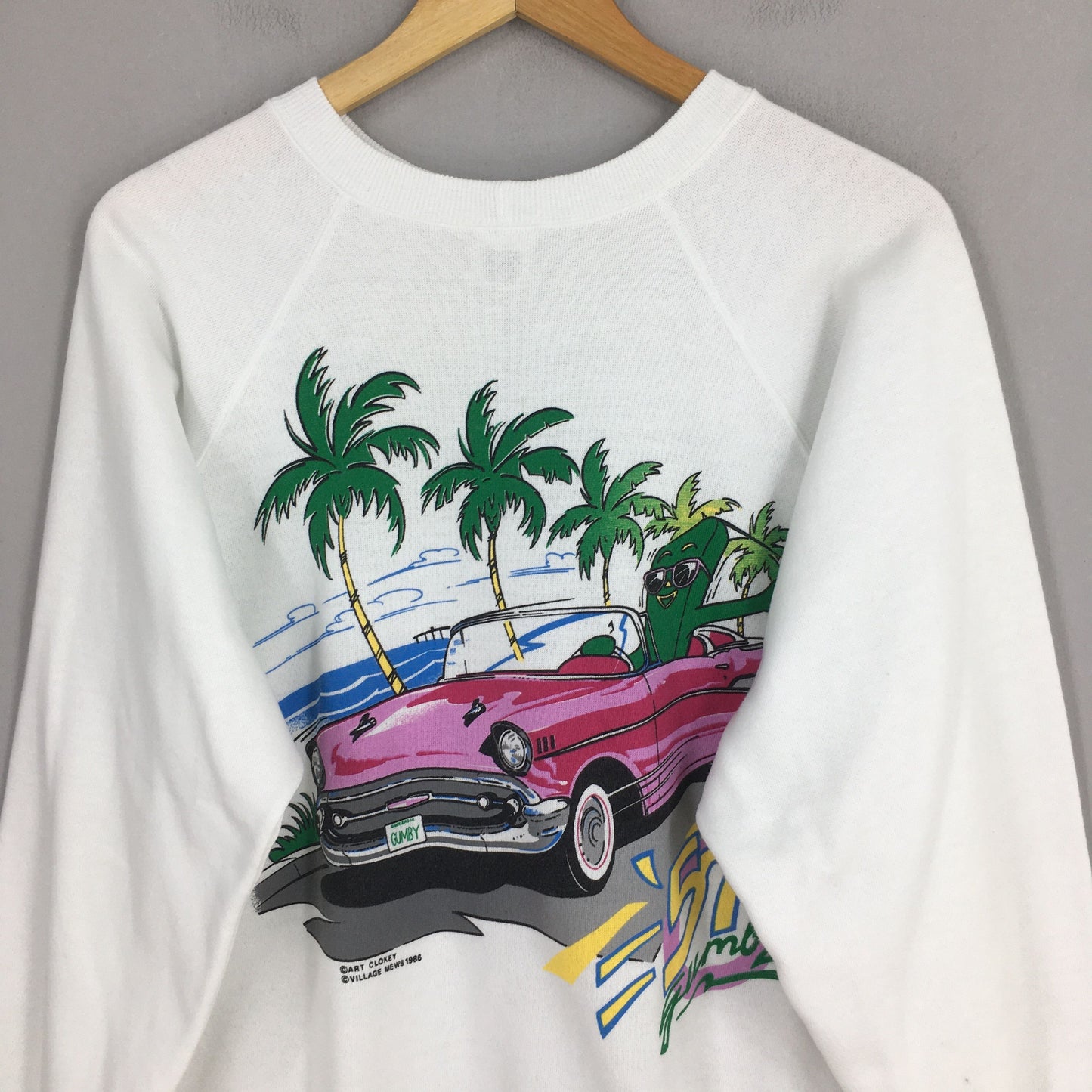 Gumby 57 Chevy Beach White Sweatshirt XLarge