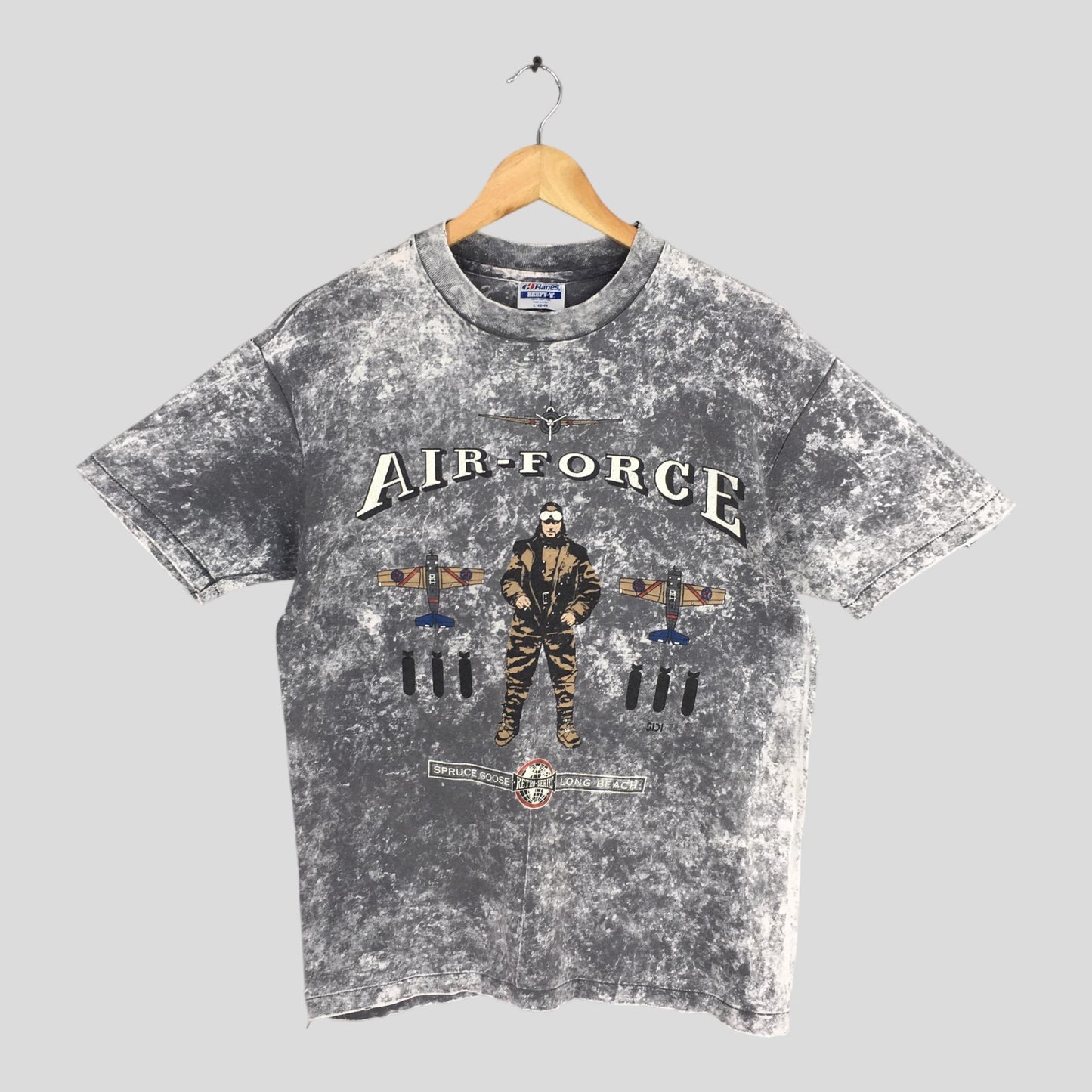 Air Force Retro Series Overdyed Gray T shirt Large
