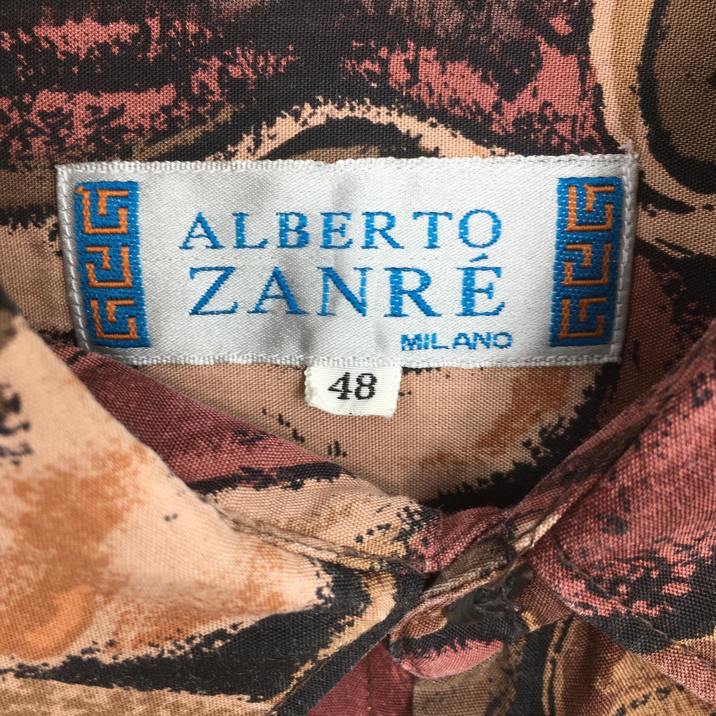 Alberto Zanre Psychedelic Pattern Silk Shirt Large