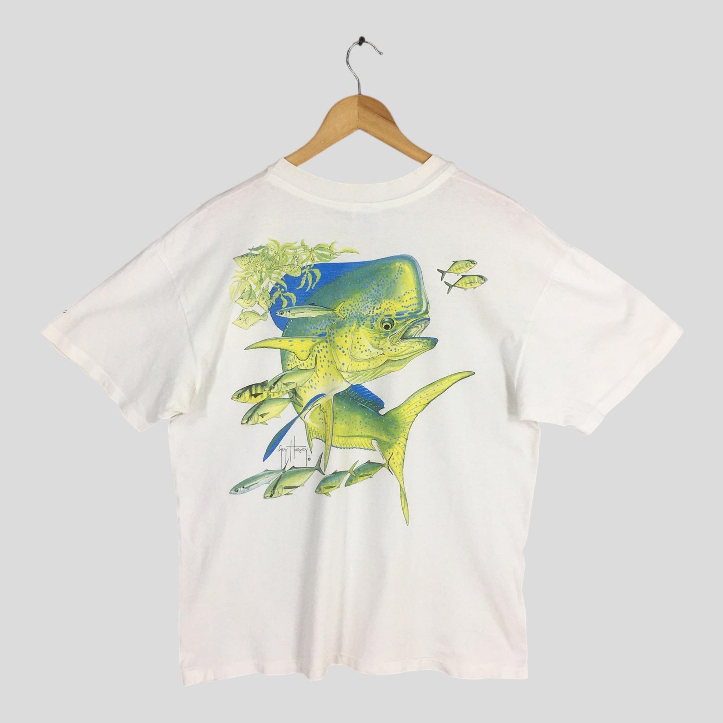 90s Guy Harvey Fishing White Tshirt Large