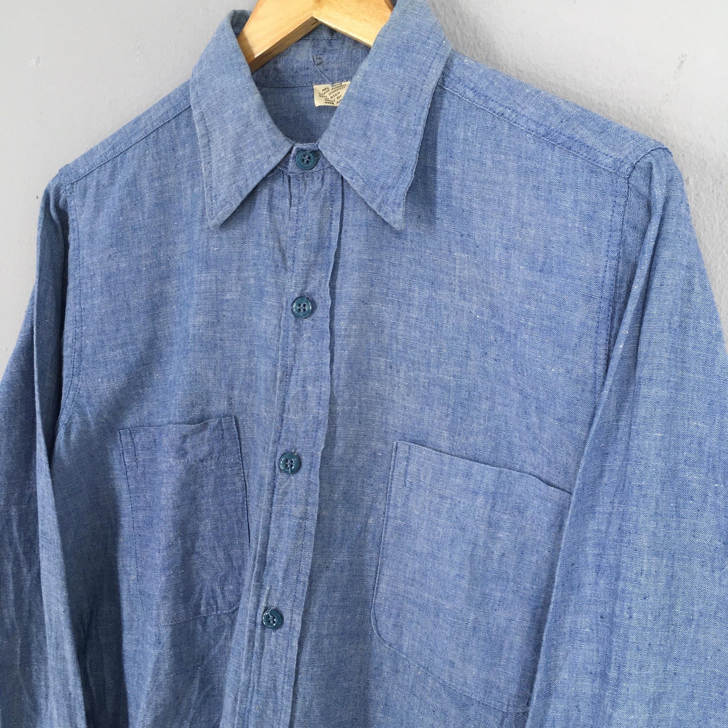 Plain Flannel Chambray Cotton Shirt Medium