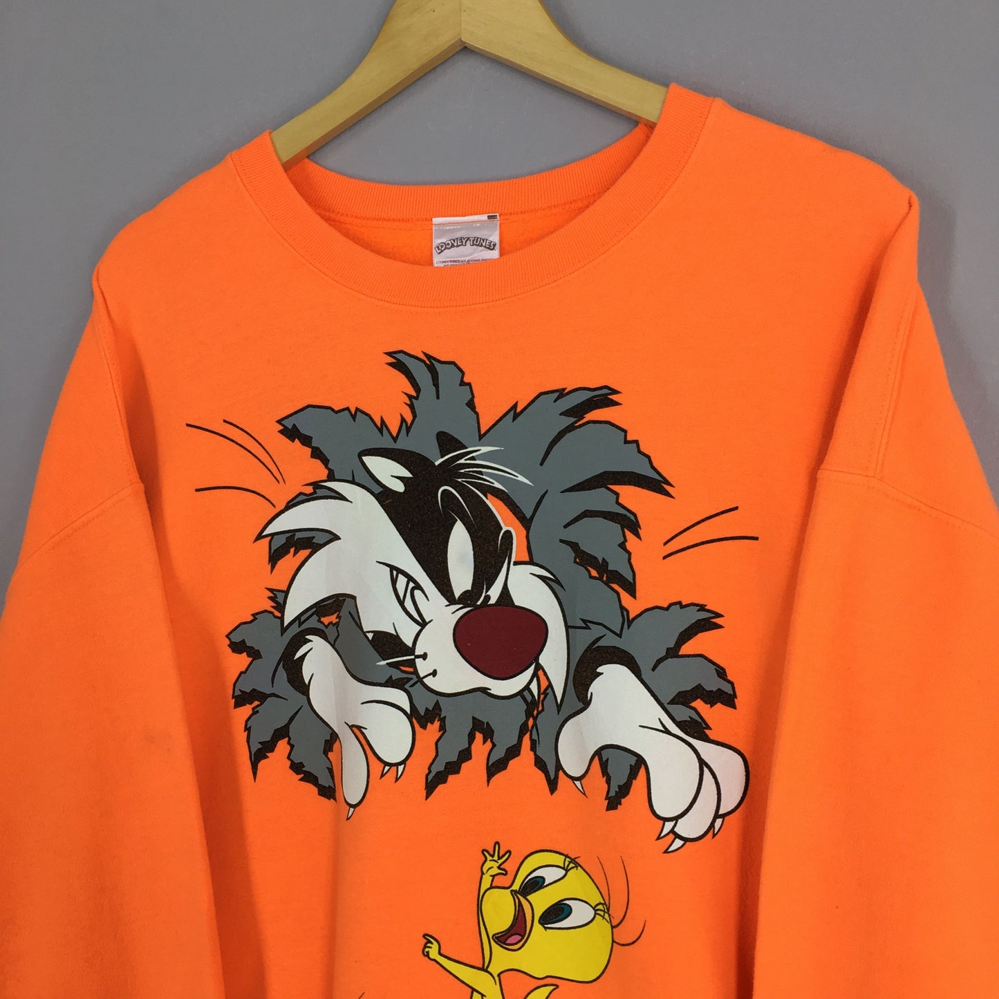 Tweety Yellow Bird Sylvester Looney Tunes Sweatshirt Large