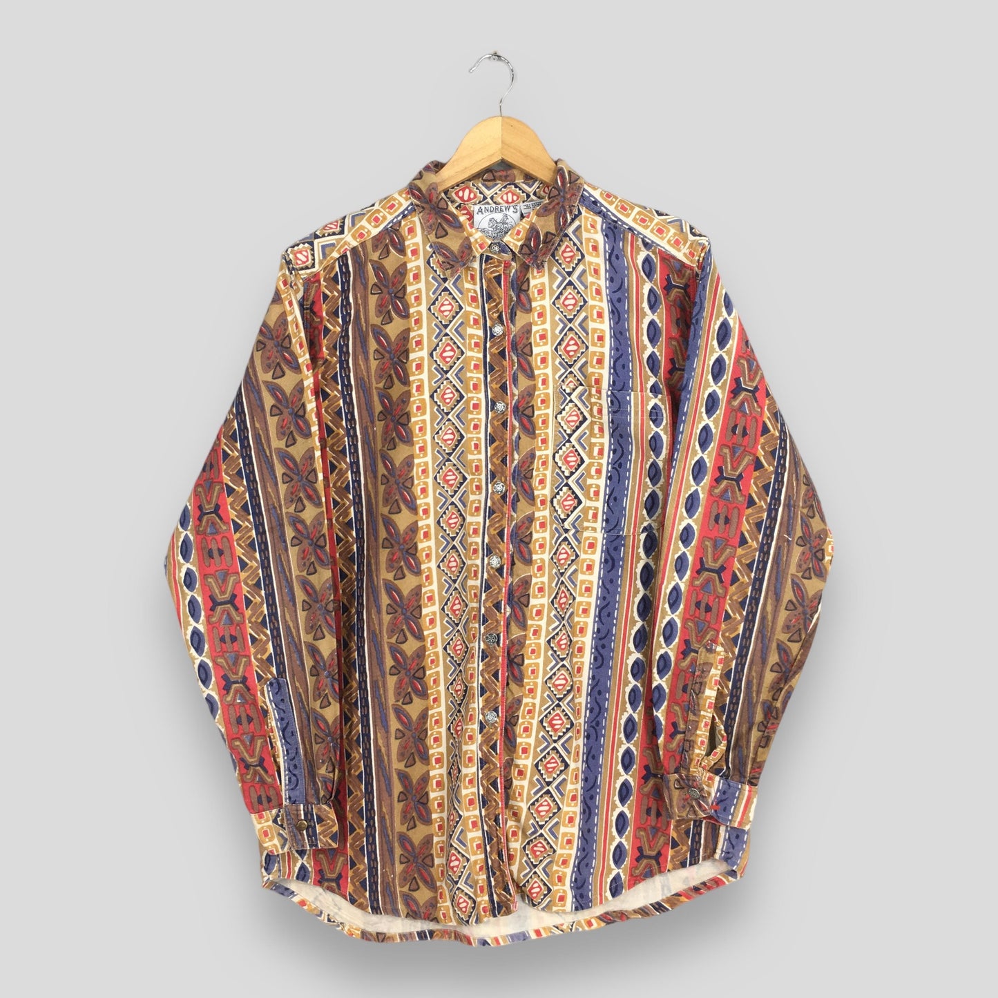 Funky Abstract Multicolor Flannel Shirt Medium