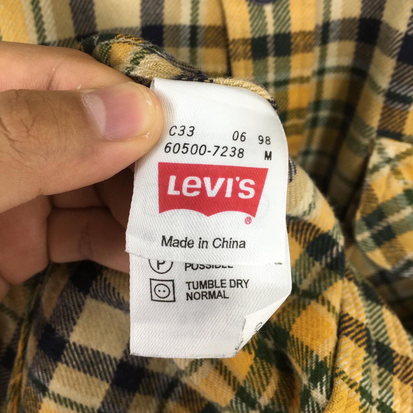 Levis Strauss Checkered Yellow Multicolor Shirt Medium