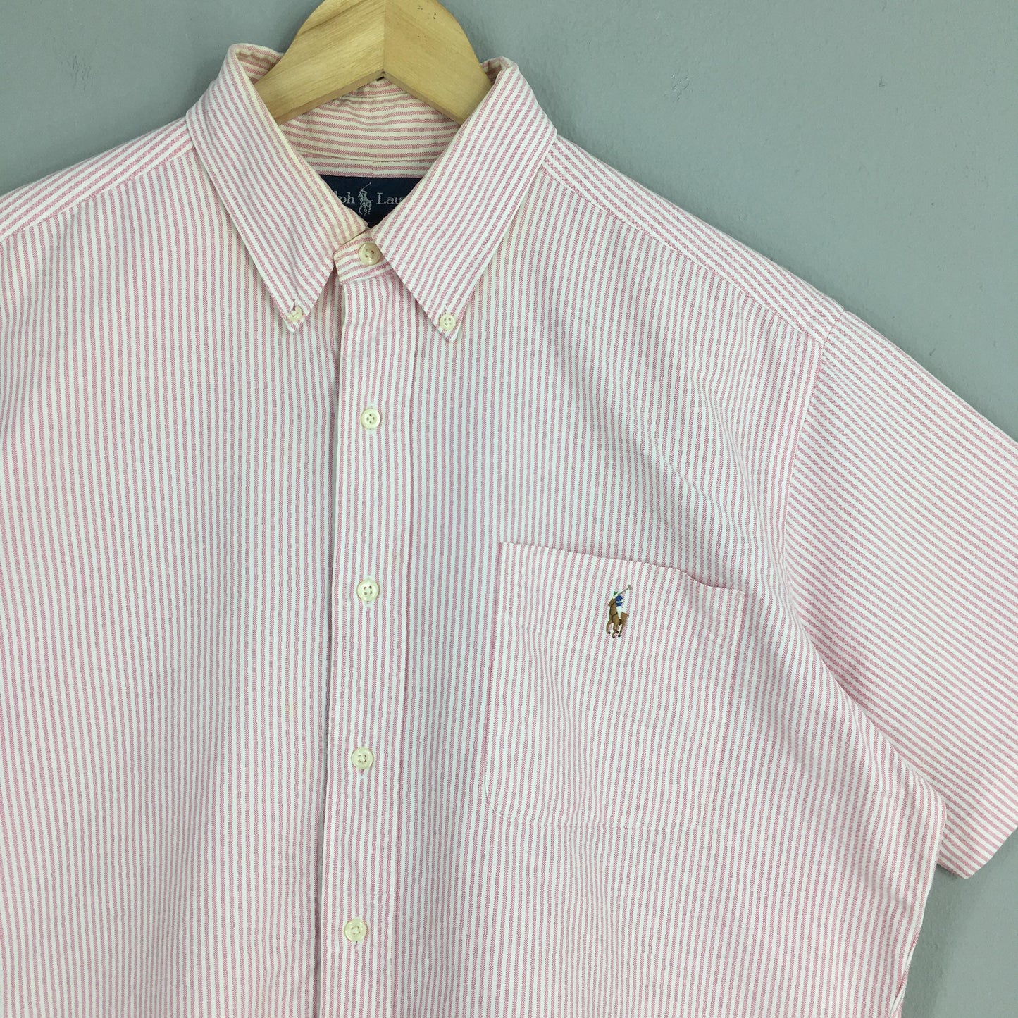 Polo Ralph Lauren Vertical Pink/White Striped Shirt Large