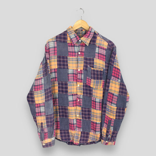 Patchwork Boro Flannel Multicolor Shirt Large