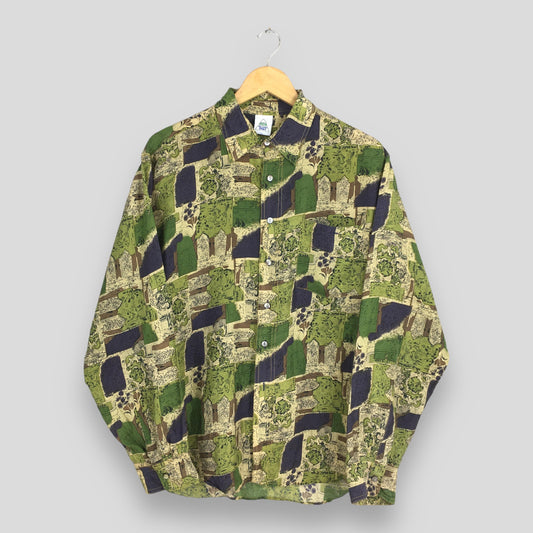 Abstract Pattern Green Shirt Medium