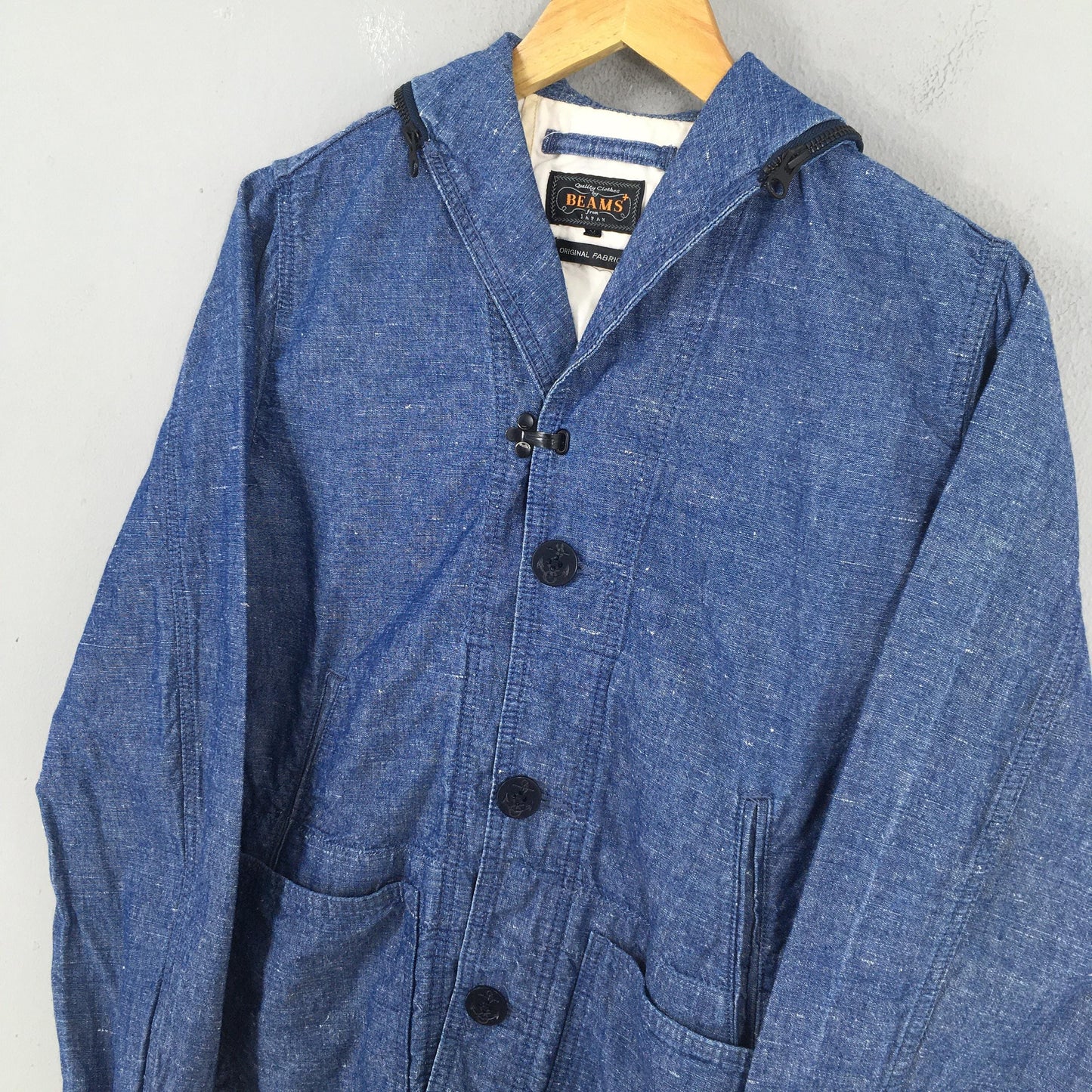 Beams Japan Usn Shawl Collar Indigo Blue Button Jacket Medium
