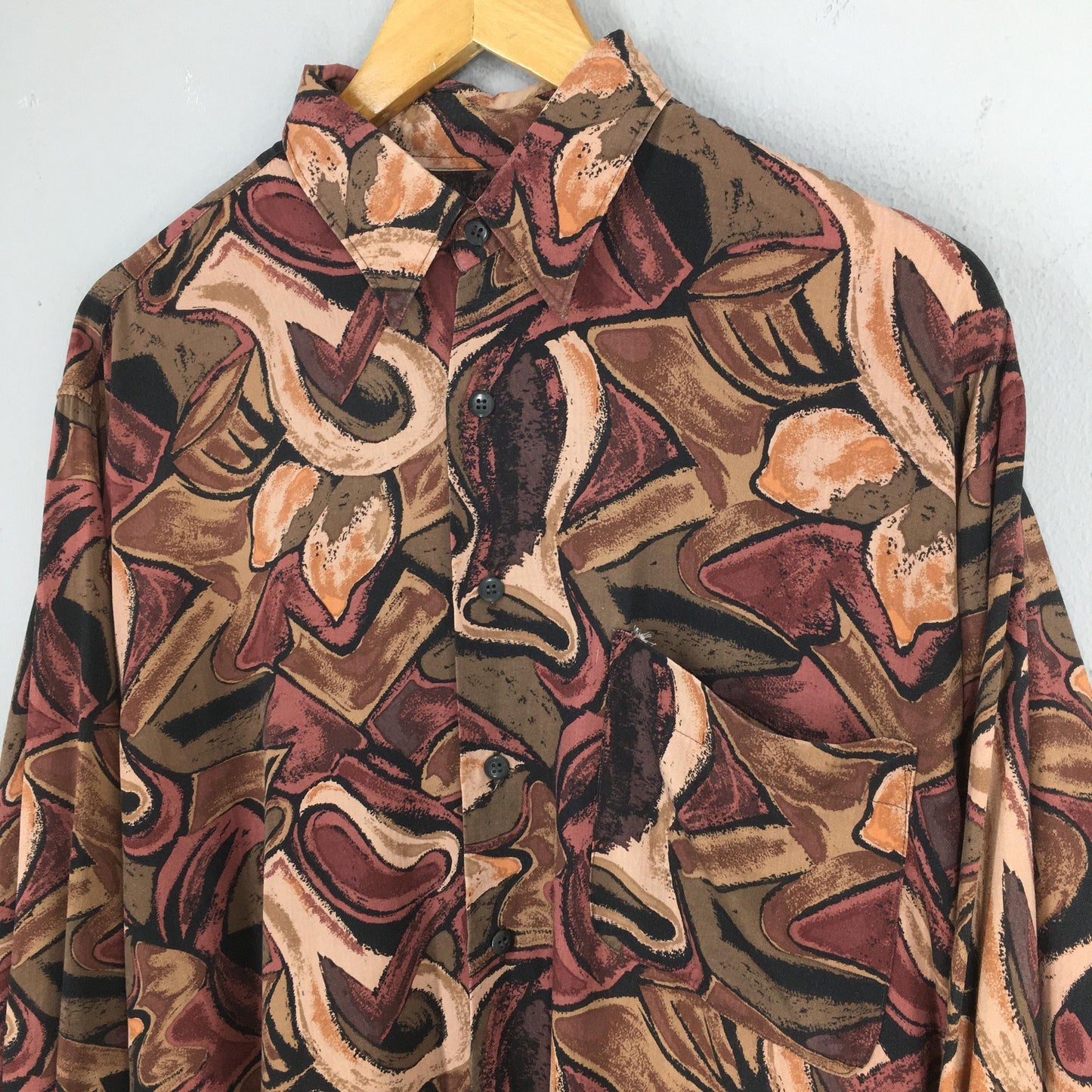 Alberto Zanre Psychedelic Pattern Silk Shirt Large
