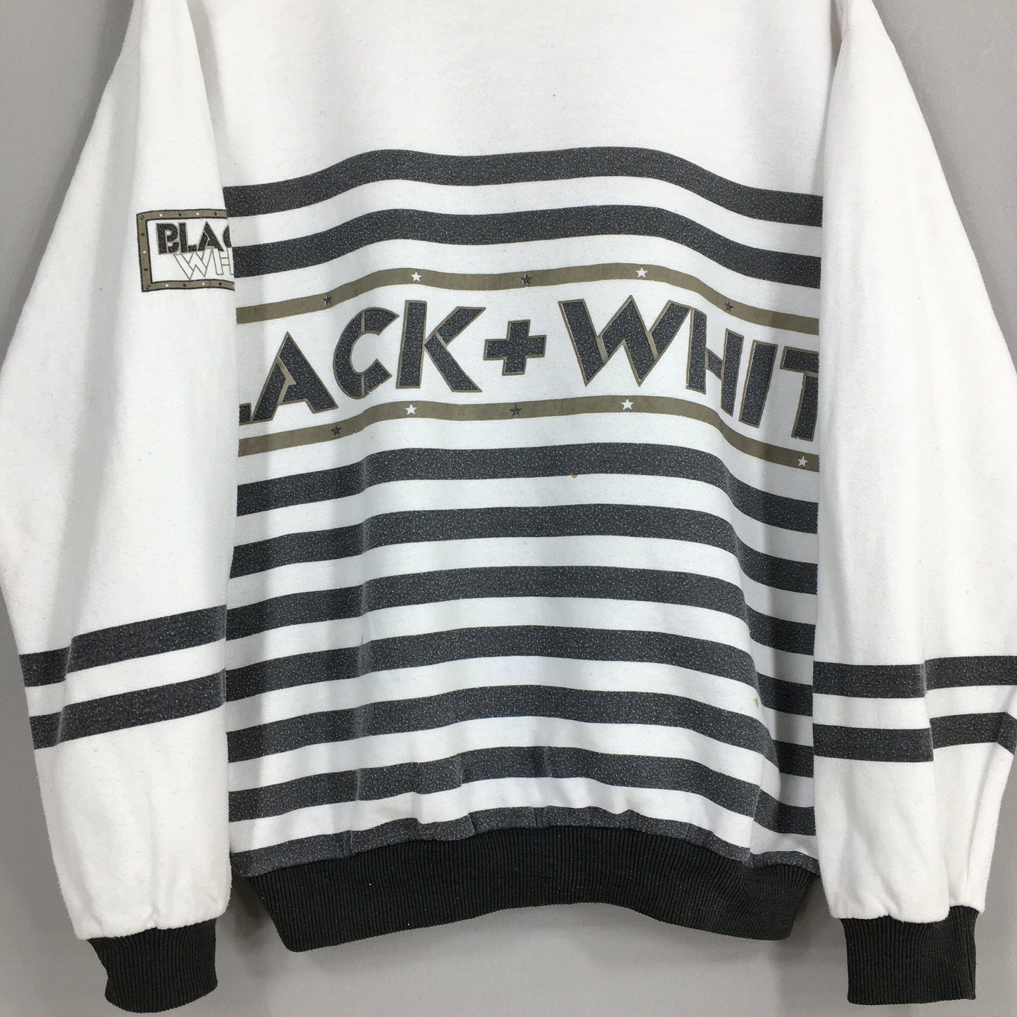 Black + White Stripes Sweatshirt Medium