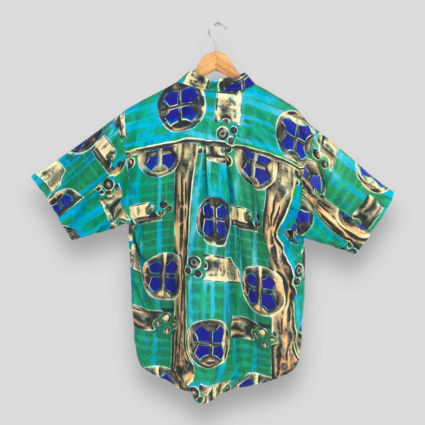 Hawaiian Abstract Art Silk Multicolor Shirt Medium