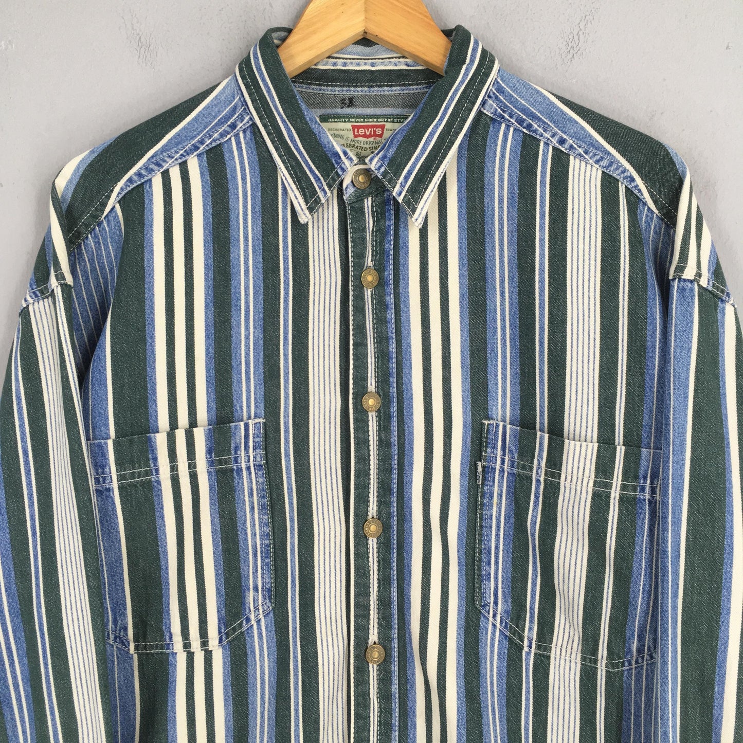 90s Levis Jeans Striped Flannel Multicolor Shirt XLarge