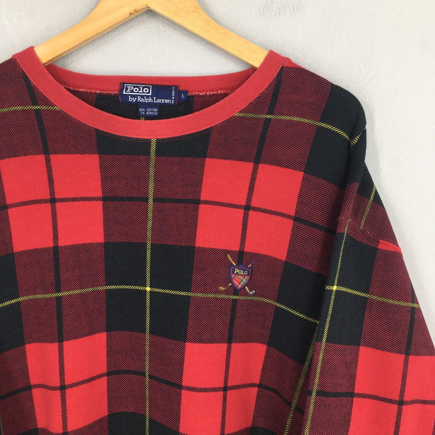 Polo Ralph Lauren Red Tartan Checkered Sweater Large